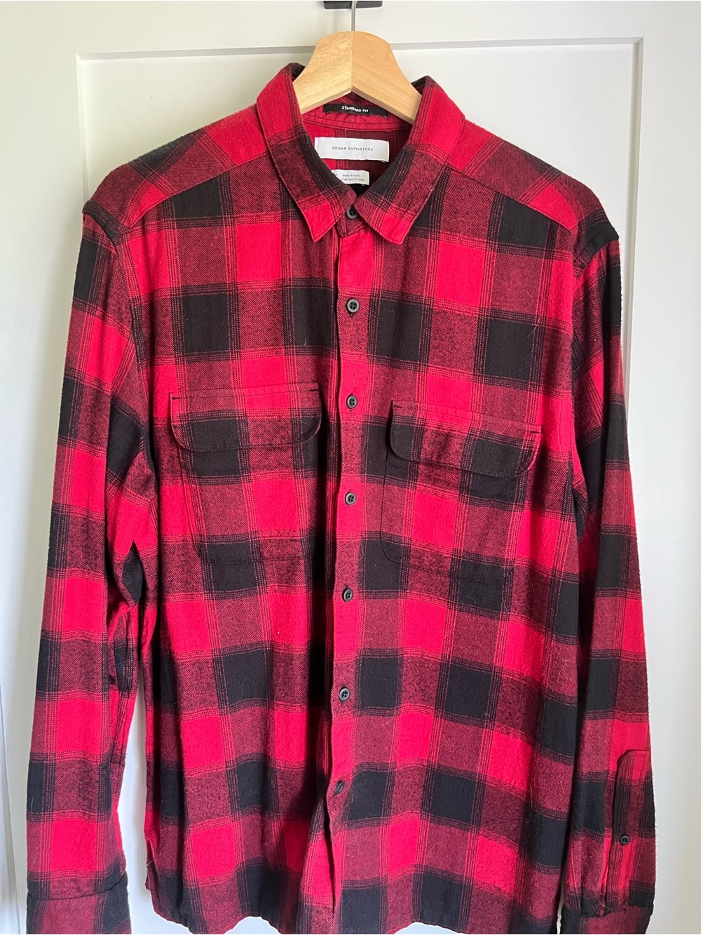 Urban Outfitters Red and Black Plaid Button-Down Shirt